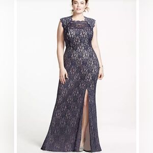 City Triangles Dress From David's Bridal with Lace and Stone Details.